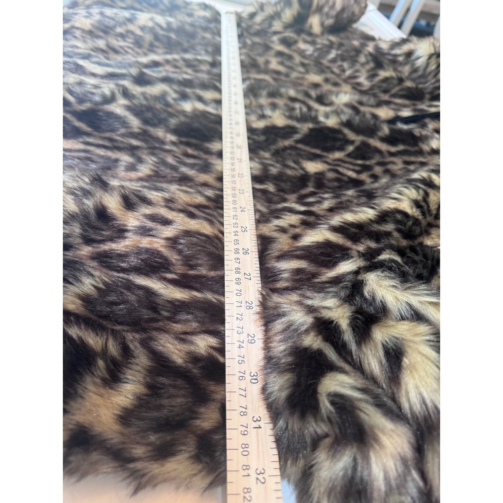 Roamans‎ Leopard Print Faux Fur Hooded Coat Plus Size 34/36 4X Brown Black Zip - Picture 9 of 12
